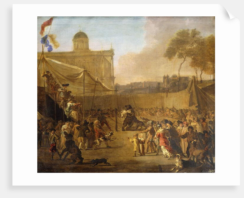 A Crowd watching Bear-baiting in a Town Square by Abraham Danielsz. Hondius