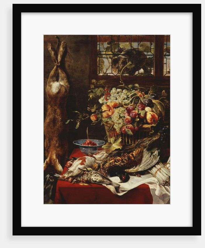 A Larder Still Life with Fruit, Game and a Cat by a Window by Frans Snyders or Snijders