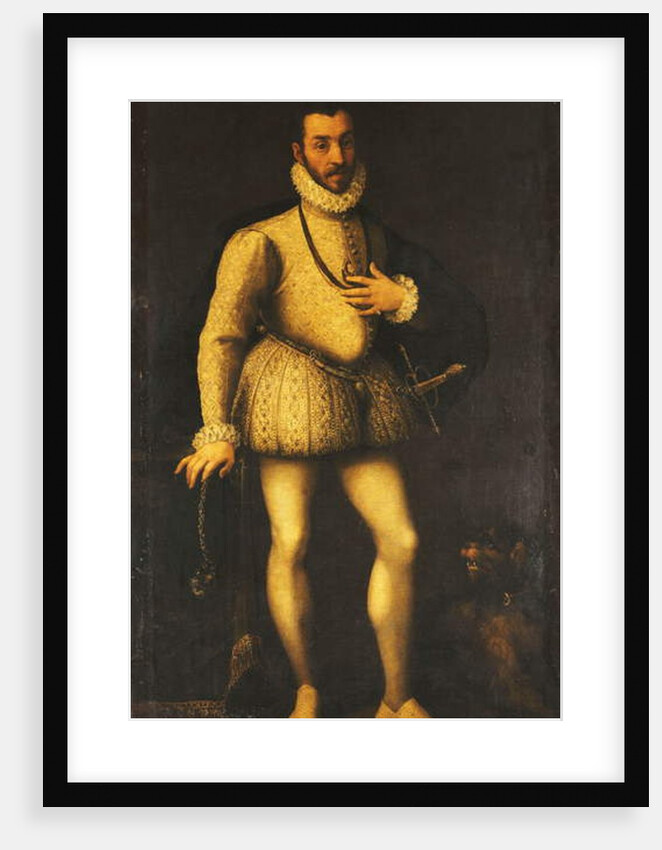 Portrait of a Gentleman, full-length, Wearing an Embroidered White Jerkin, a Cloak and a Sword, c.1580 by Italian School