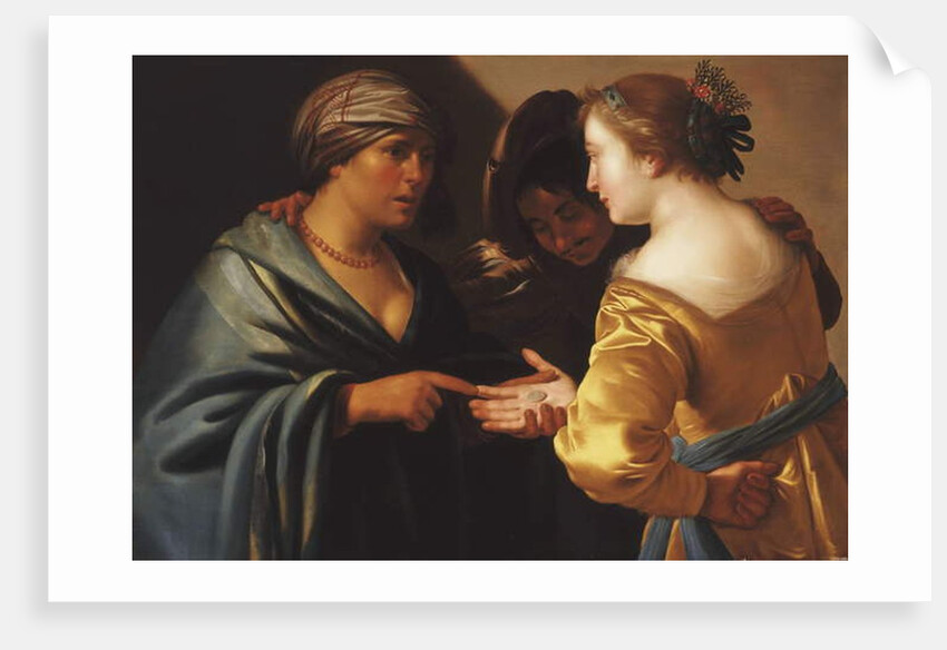 A Gypsy Fortune Teller with a Young Couple by Adam de Coster