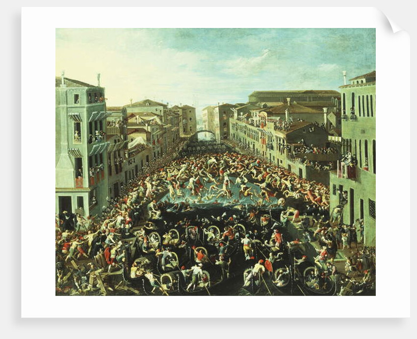 The Fight between the Nicolotti and the Castellani, on the Ponte dei Pugni, Venice, 1673 by Joseph the younger Heintz