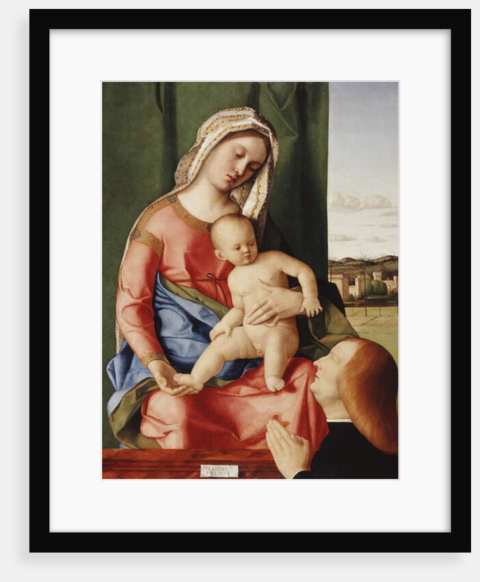 The Madonna and Child with a Male Donor, a landscape beyond by Giovanni Bellini