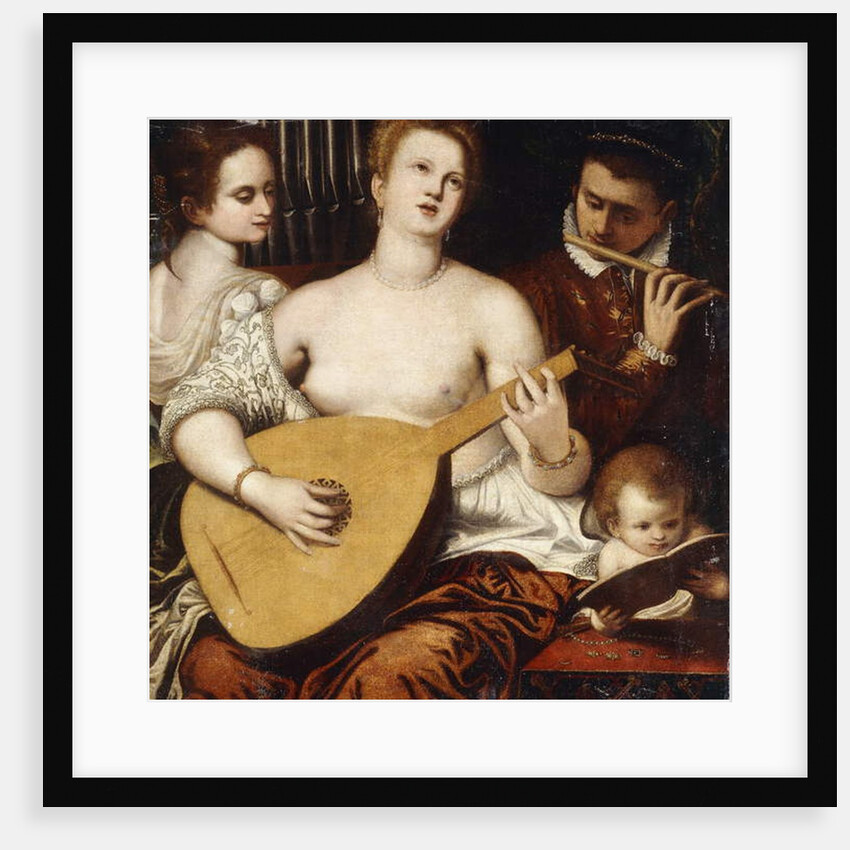 Two Girls and a Youth making Music by Parrasio Micheli