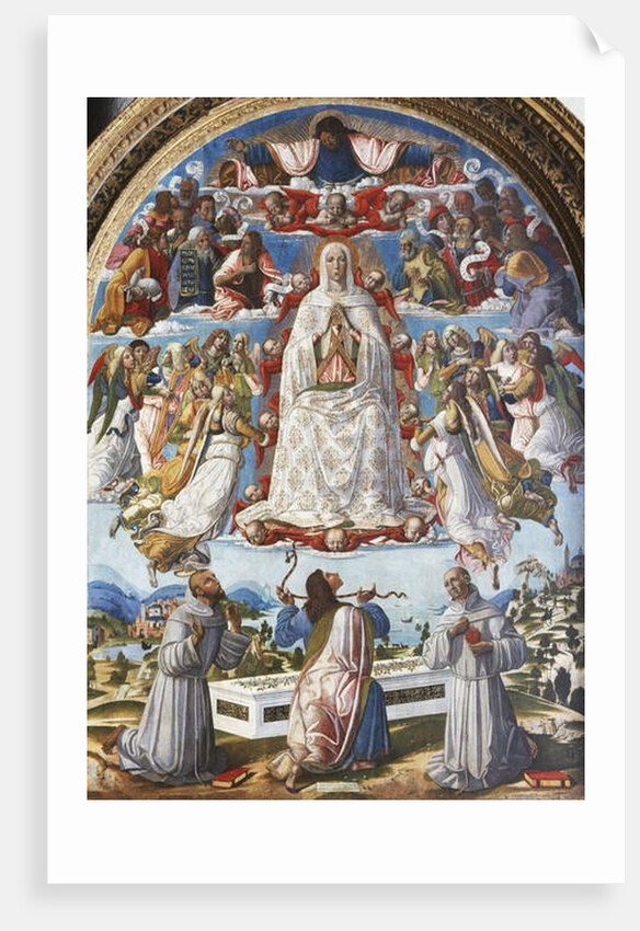 The Assumption of the Virgin with Saint Thomas receiving the Girdle between Saints Francis of Assisi and Anthony of Padua, 1480s by Benvenuto di Giovanni