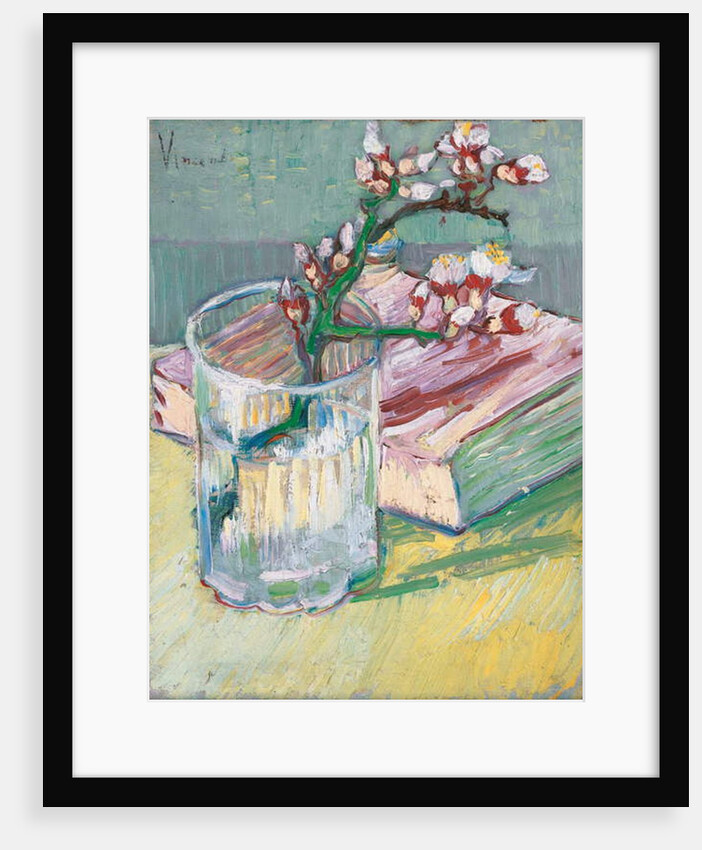 Almond branch in a glass with a book, 1888 by Vincent van Gogh