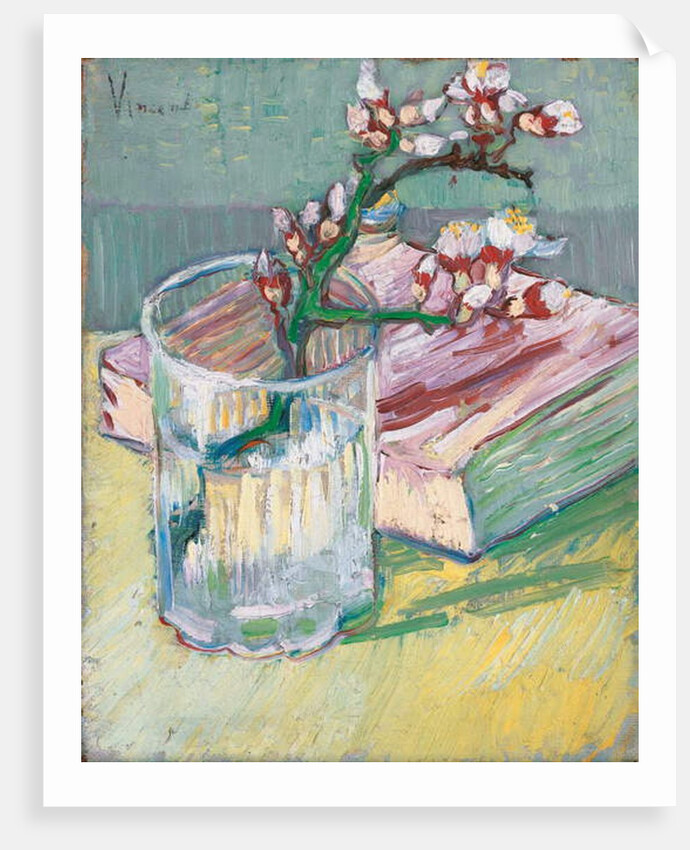 Almond branch in a glass with a book, 1888 by Vincent van Gogh