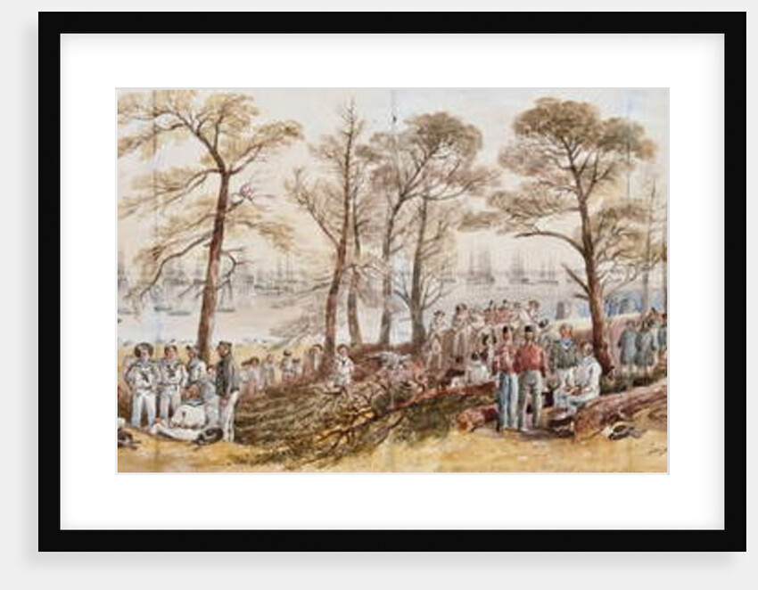 The Officers and Seamen of the Fleet on Shore at Nargen, 1855 by John Wilson Carmichael