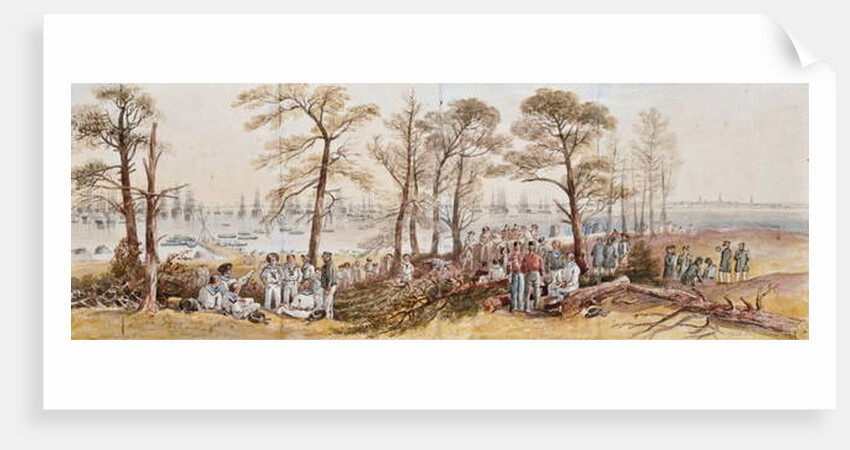 The Officers and Seamen of the Fleet on Shore at Nargen, 1855 by John Wilson Carmichael