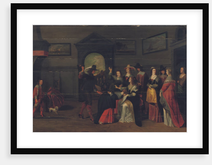 Elegant company playing the game of La Main Chaude in an interior by Christoffel Jacobsz van der Lamen