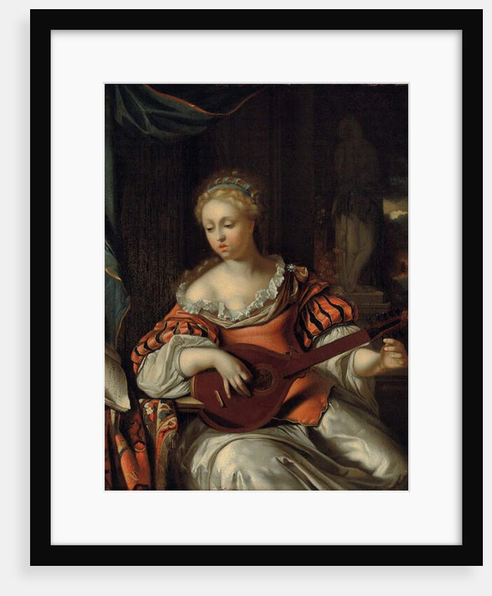 A lady playing the lute in a portico by Pieter van der Werff