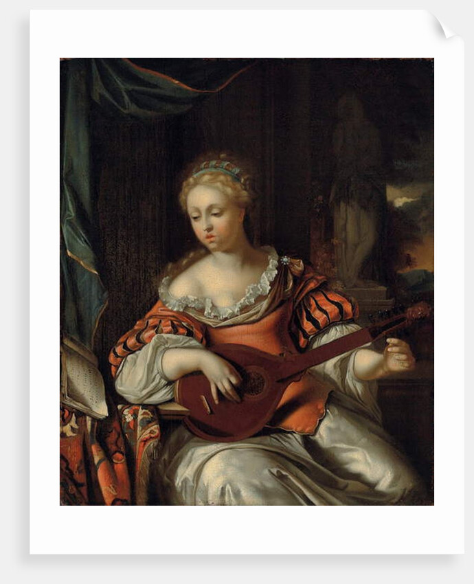 A lady playing the lute in a portico by Pieter van der Werff