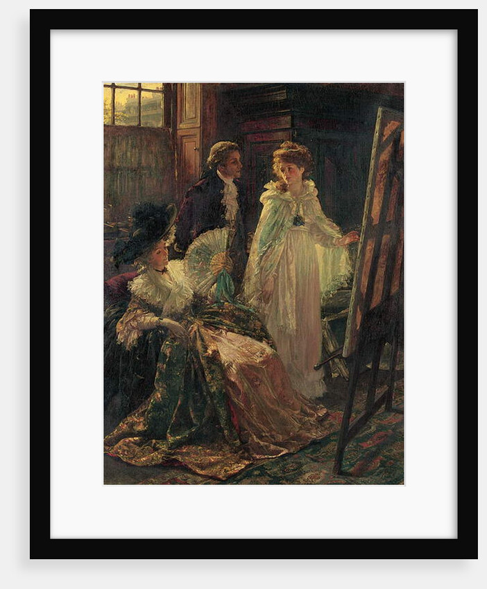 Miss Angel, Angelica Kauffman, Introduced by Lady Wentworth, visits Mr. Reynolds' Studio, 1892 by Margaret Isabel Dicksee