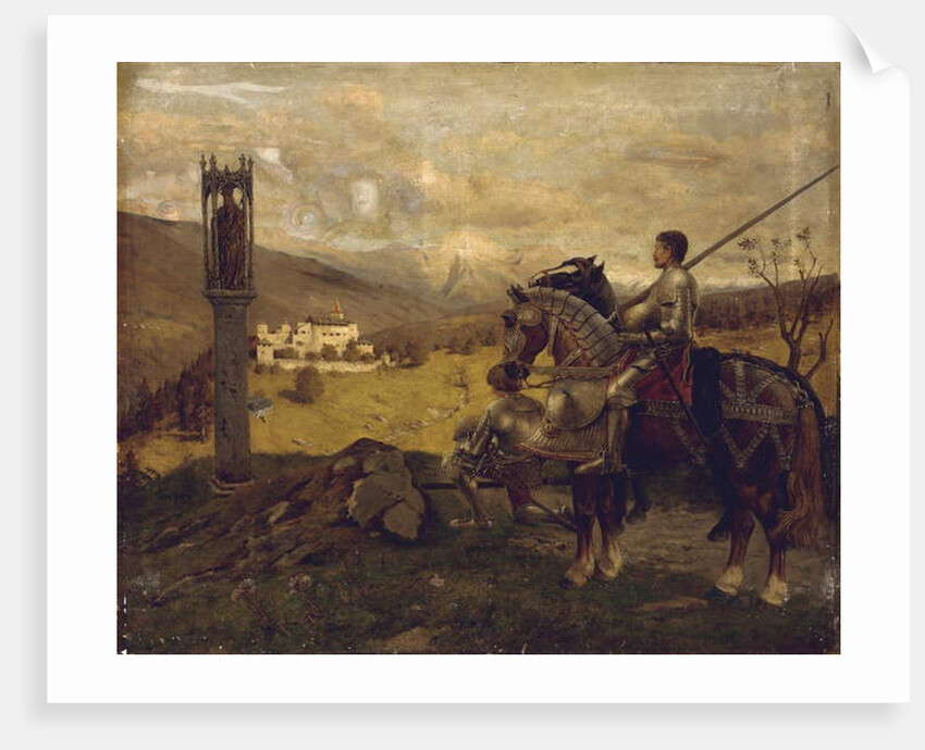 Knights before a wayside shrine by English School