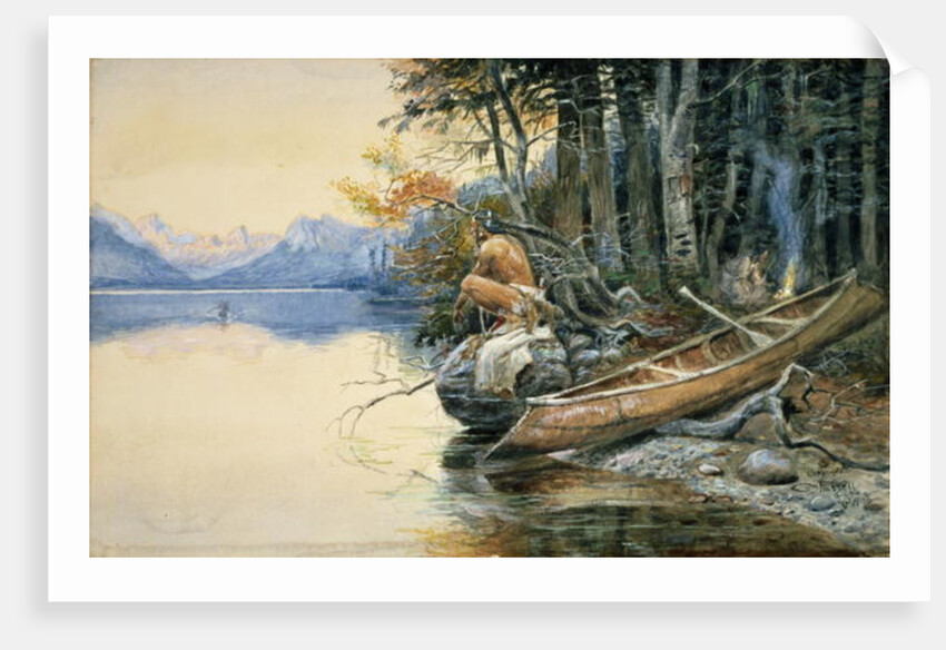 A Camp Site by the Lake, 1908 by Charles Marion Russell