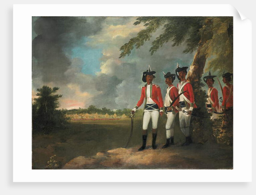 Camp of a thousand men formed by Augustus Cleveland three miles from Bhagalpur, with his mansion in the distance by William Hodges