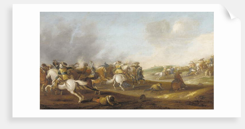 A cavalry skirmish by Palamedes Palamedesz