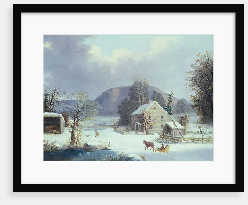 New England Farm by a Winter Road, 1854 by George Henry Durrie