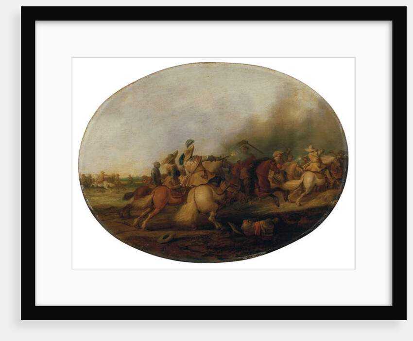 A cavalry skirmish with a fallen soldier, 1637 by Palamedes Palamedesz