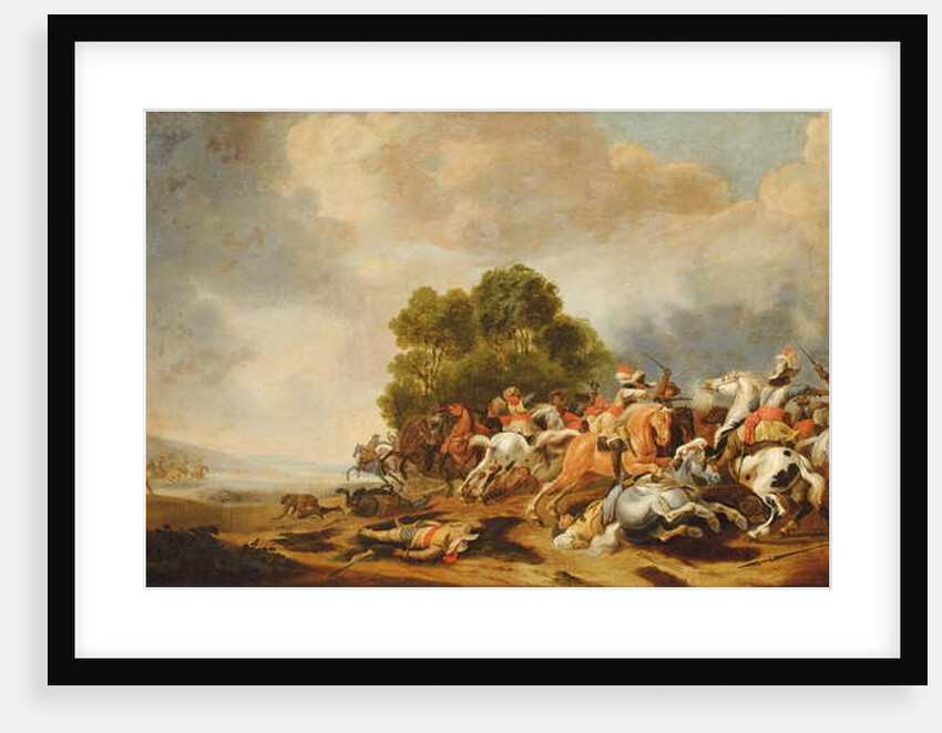 A cavalry skirmish by Palamedes Palamedesz