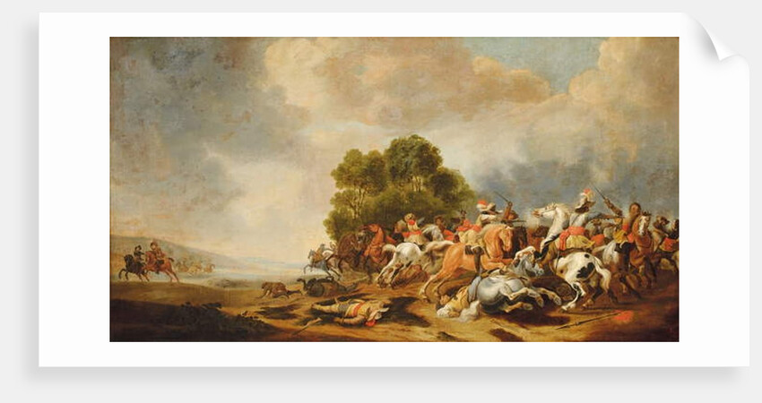 A cavalry skirmish by Palamedes Palamedesz