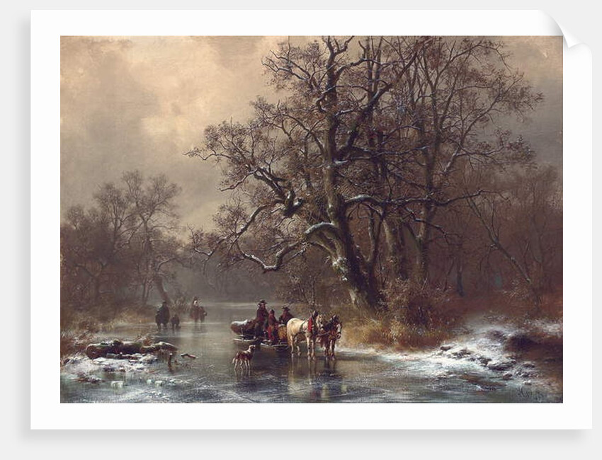 Loggers on a frozen waterway, 1873 by Heinrich Hofer