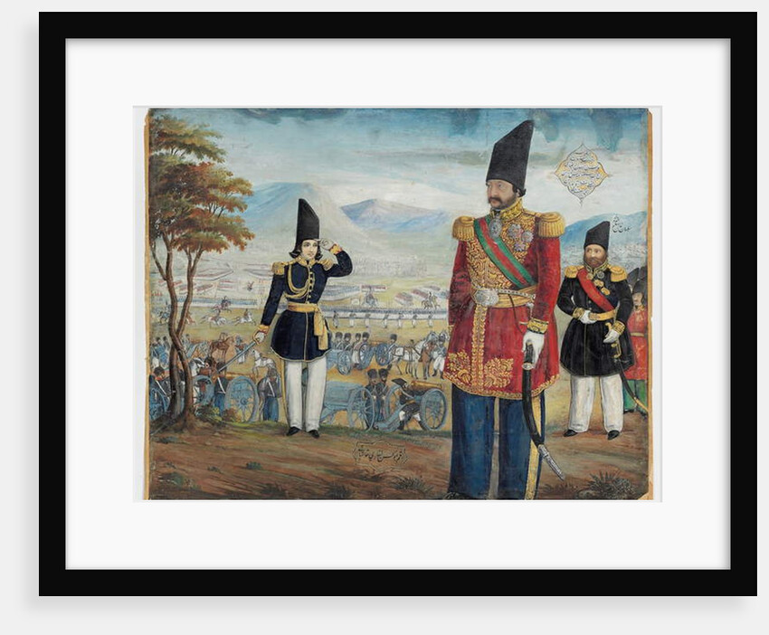 Ardeshir Mirza and Sulayman Khan Saham Al-Dowleh review their troops, 1850-51 by Abu'l Hassan Ghaffari