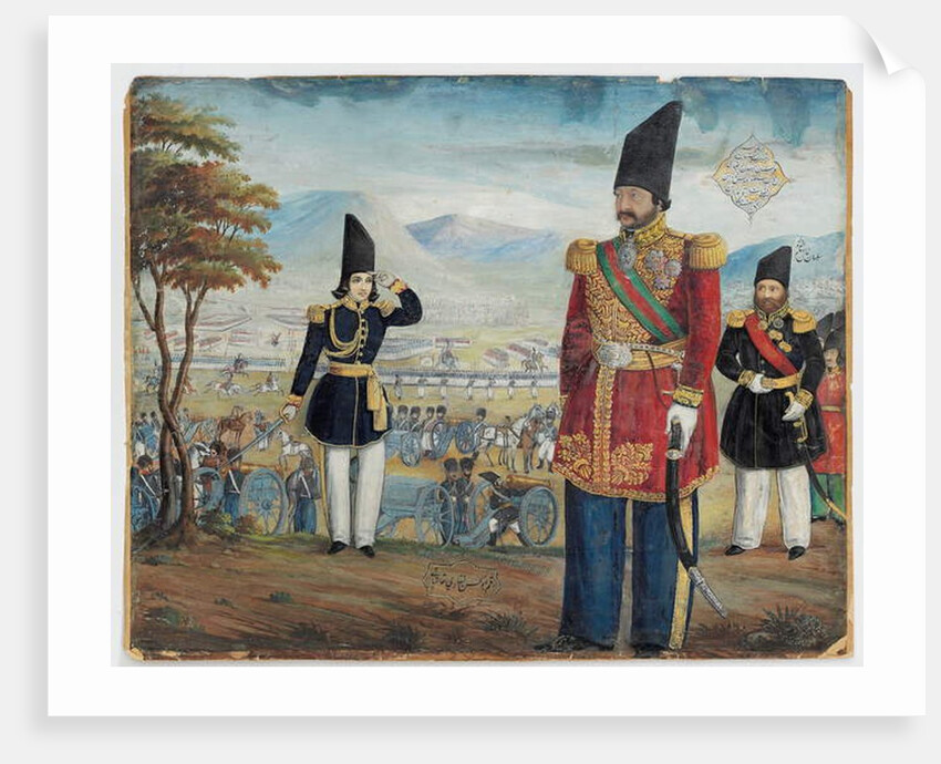 Ardeshir Mirza and Sulayman Khan Saham Al-Dowleh review their troops, 1850-51 by Abu'l Hassan Ghaffari