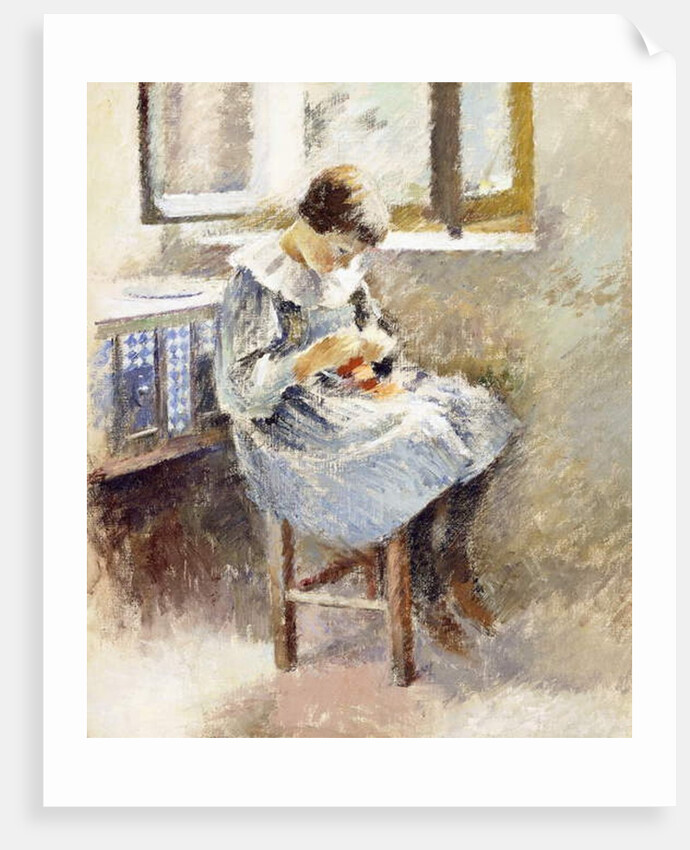 Girl Sewing by Theodore Robinson