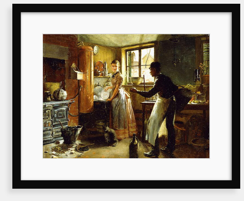 Below Stairs, 1885 by Frederick Juengling