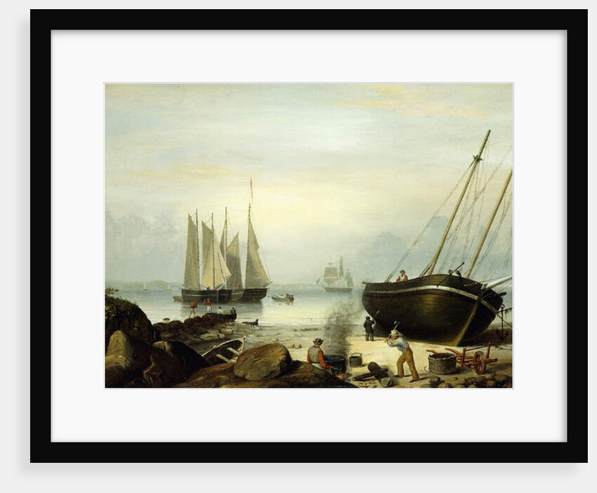 Beached for Repairs, Duncan's Point, Gloucester, 1848 by Fitz Henry Lane