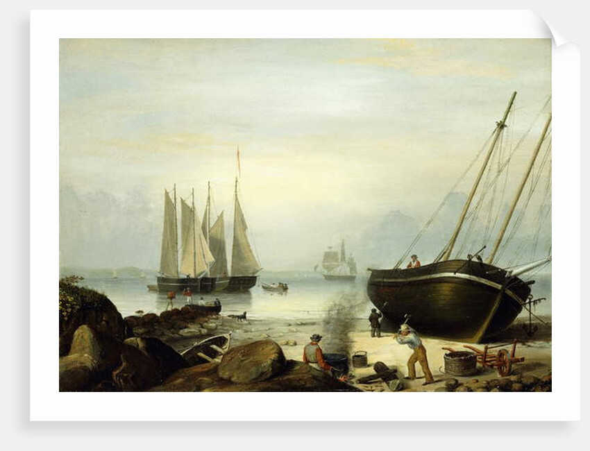 Beached for Repairs, Duncan's Point, Gloucester, 1848 by Fitz Henry Lane