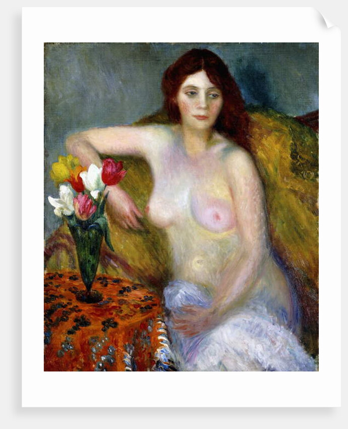 nude with Tulips, by William James Glackens