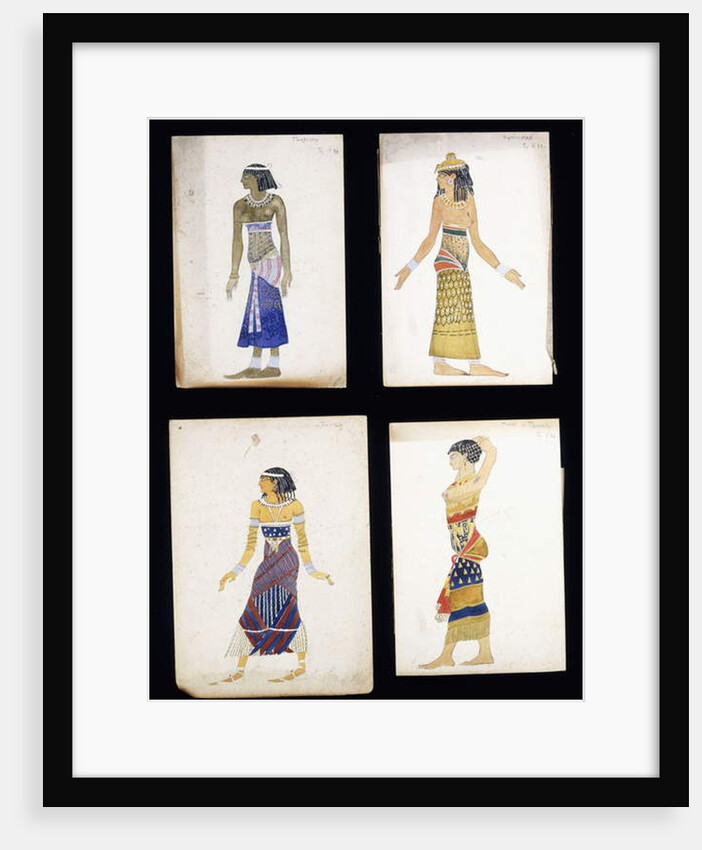 Egyptian Costume Designs for a Dancer, a Musician, Ta-Or, and Cleopatra's Sister by Leon Bakst