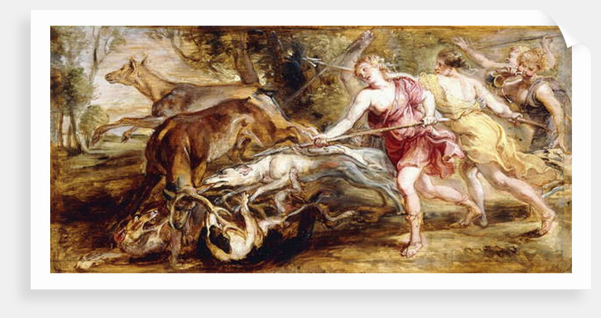 Diana and her Nymphs Hunting - a modello by Peter Paul Rubens