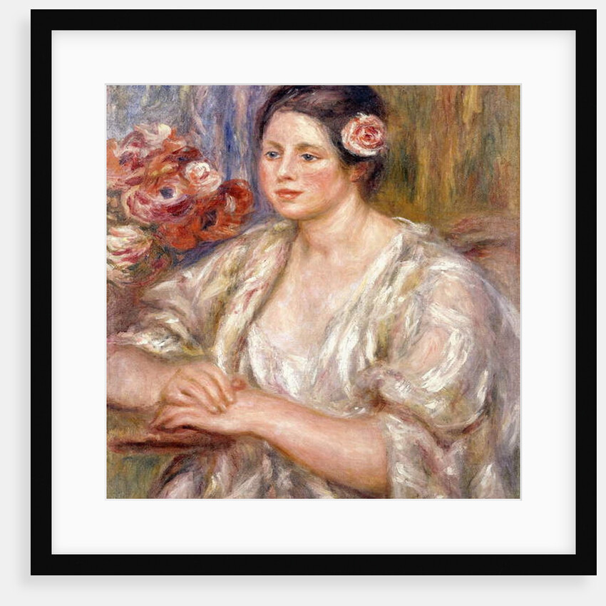Madeleine in a White Blouse and Bouquet of Flowers, c.1915-1919 by Pierre Auguste Renoir