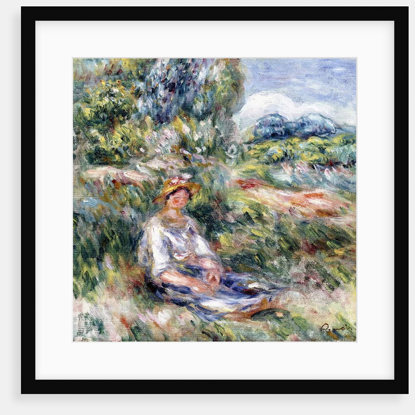 Young Woman Sitting in a Meadow by Pierre Auguste Renoir