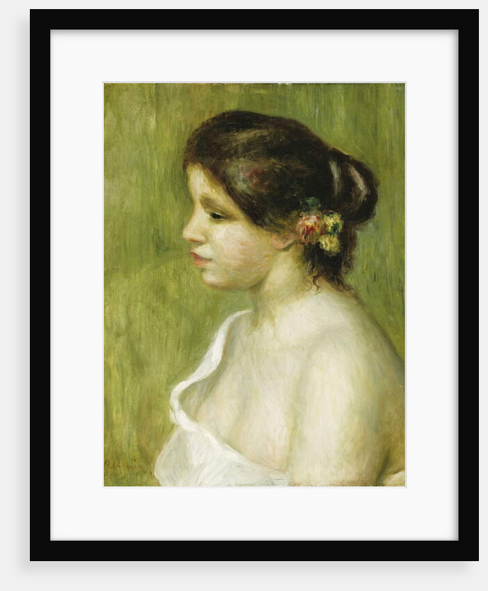 Bust of a Young Girl with Flowers Decorating her Ear, 1898 by Pierre Auguste Renoir