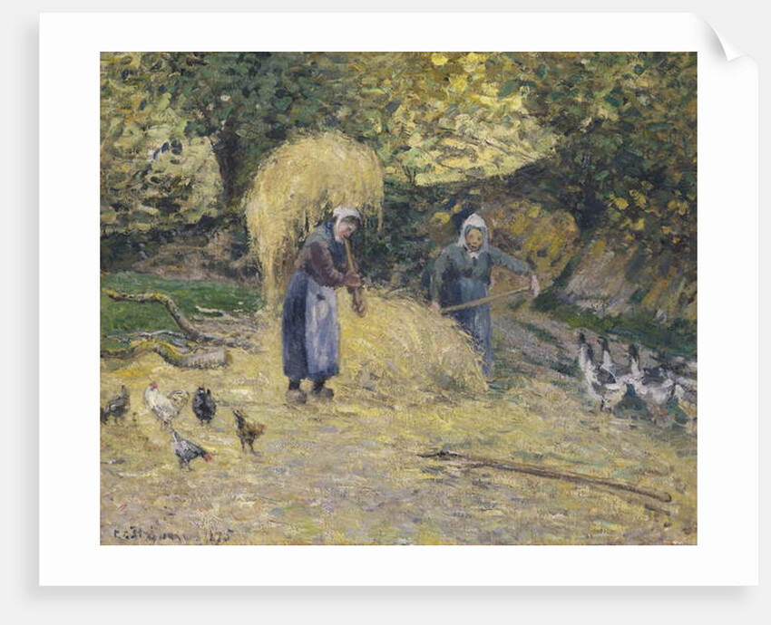 Peasants Heaving Straw, Montfoucault, 1875 by Camille Pissarro