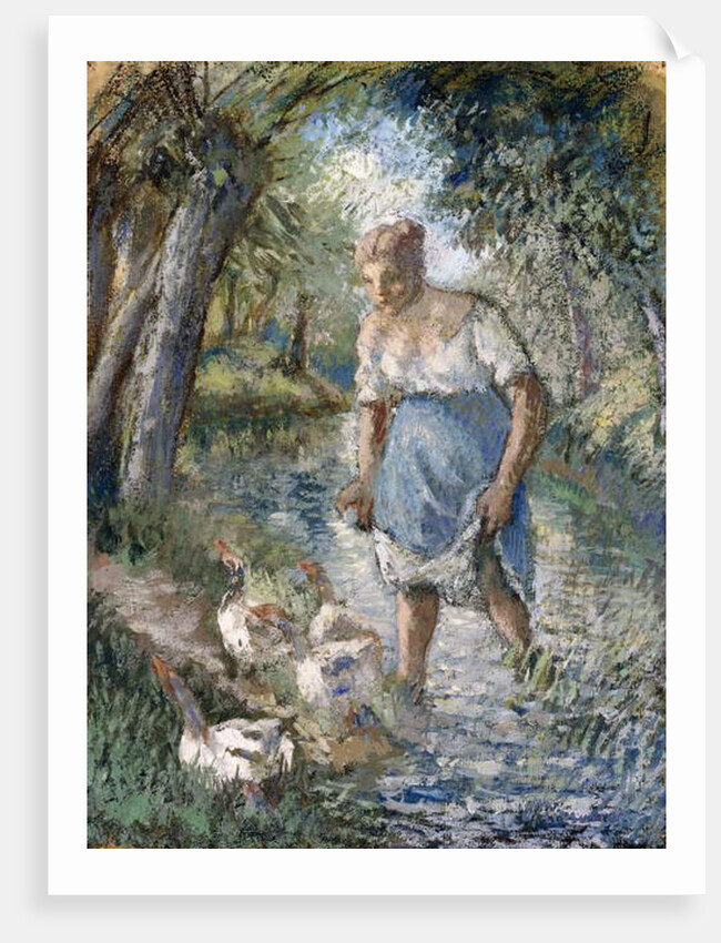 Peasant Crossing a Stream, c.1894 by Camille Pissarro