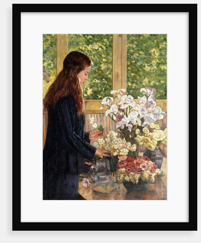 Young Girl with Vases of Flowers by Theo van Rysselberghe