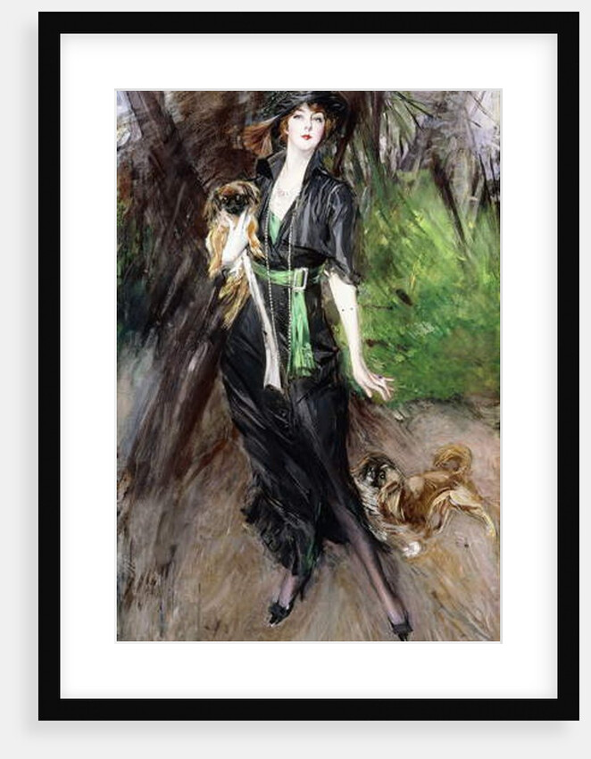 Portrait of a Lady, Lina Bilitis, with two Pekineses, 1913 by Giovanni Boldini