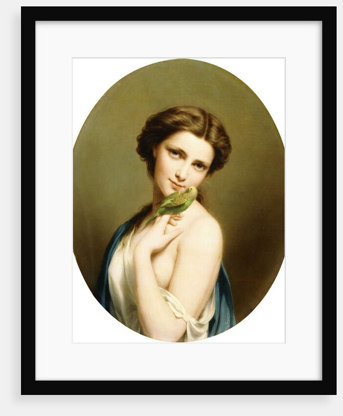 A Young Beauty with a Parakeet by Fritz Zuber-Buhler