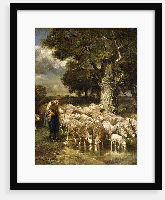 A Shepherd tending his Flock by Charles Emile Jacque
