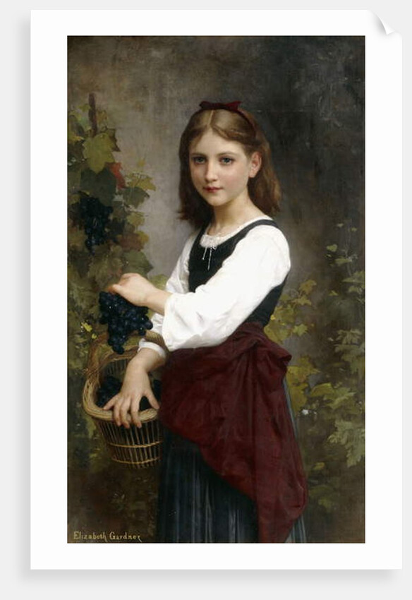 A Young Girl Holding a Basket of Grapes by Elizabeth Jane Gardner Bouguereau