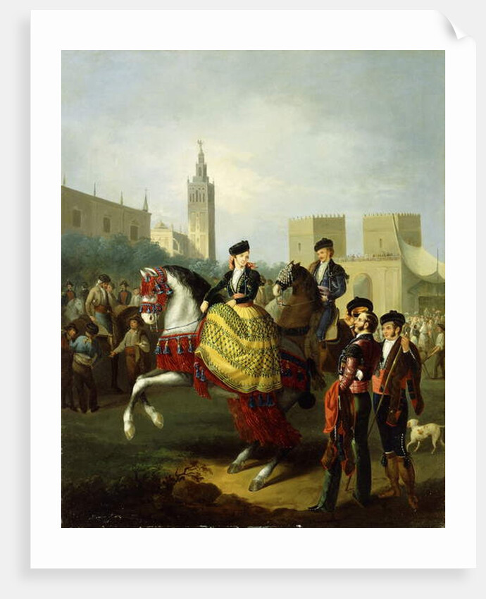 Elegant Figures in Seville by Manuel Barron y Carrillo