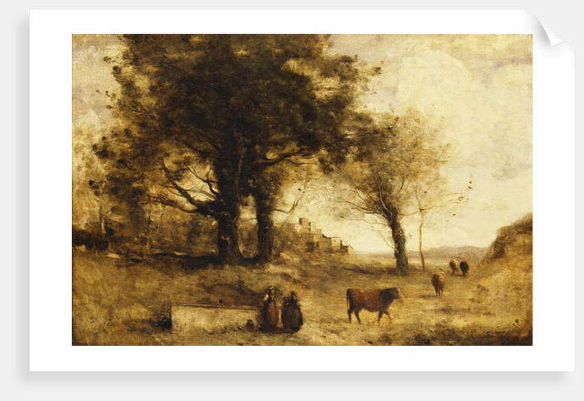 The Cows and the Well by Jean Baptiste Camille Corot