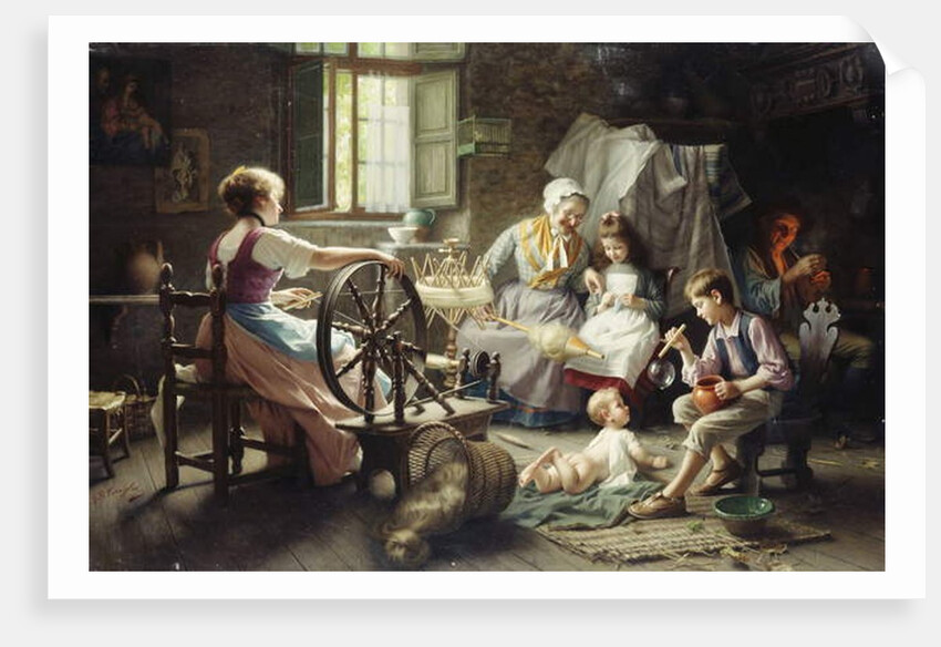 At the Spinning Wheel by Giovanni-Battista Torriglia