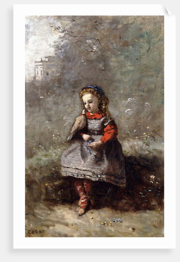 Mlle. Leotine Desavary holding a Dove, 1872 by Jean Baptiste Camille Corot