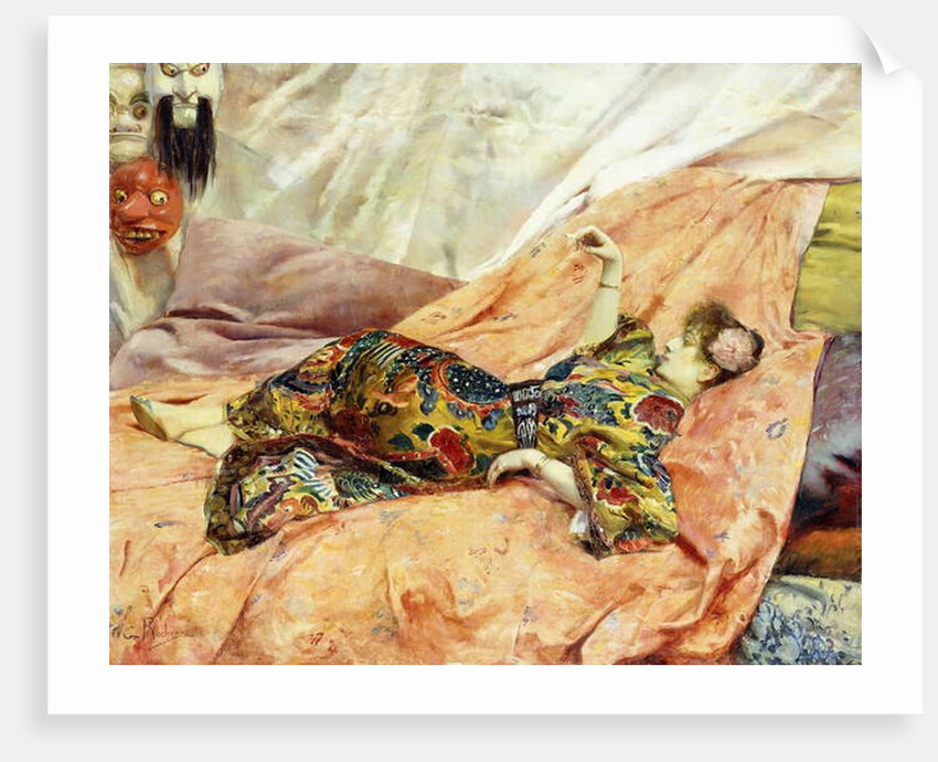 A Portrait of Sarah Bernhardt, Reclining in a Chinois Interior by Georges Marie Rochegrosse
