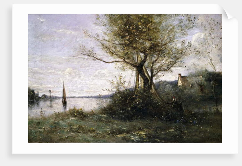 Boat at the Edge of the Island by Jean Baptiste Camille Corot